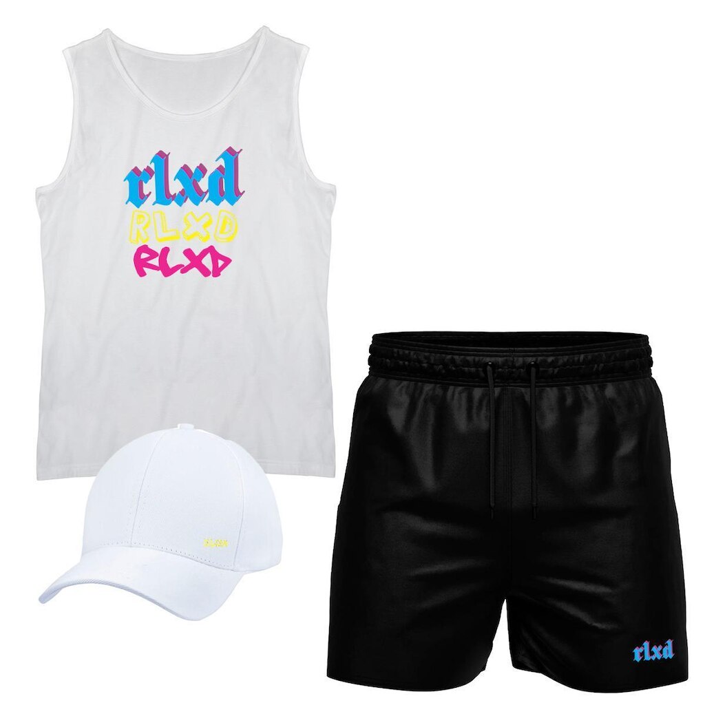 Conjunto Camiseta Regata Algodão Short Tactel E Boné RLXD2