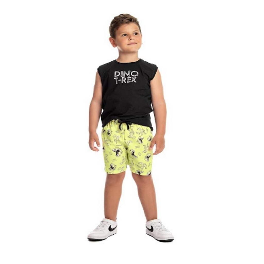 Conjunto Camiseta Regata e Bermuda Microfibra Menino