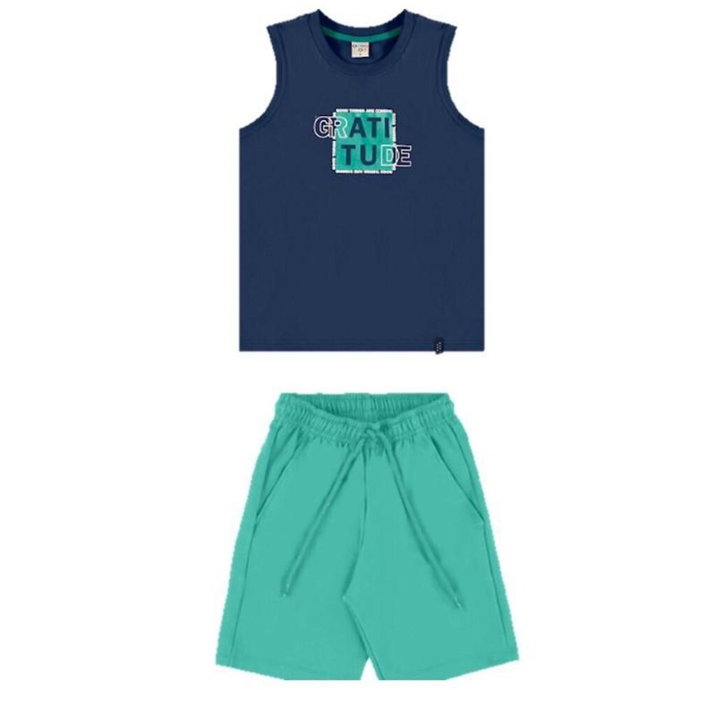 Conjunto camiseta regata Gratitude com bermuda moletinho Have Fun