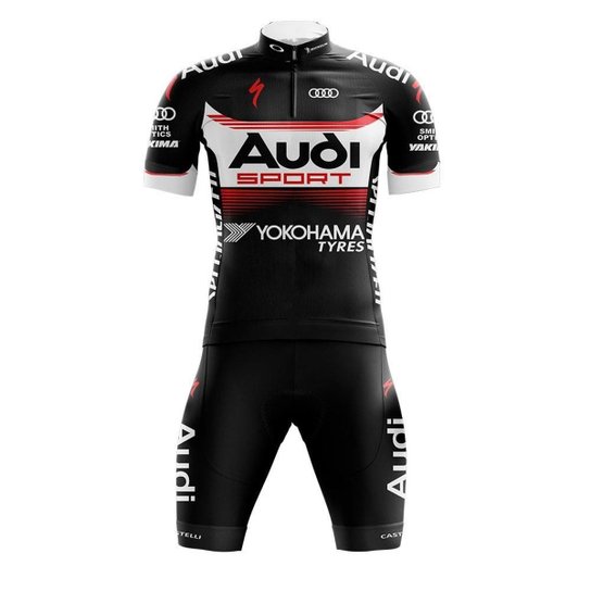 Conjunto Ciclismo Bermuda e Camisa Befast Audi - Preto+Vermelho Menor preço em Conjunto Ciclismo Bermuda e Camisa Befast Audi - Preto+Vermelho