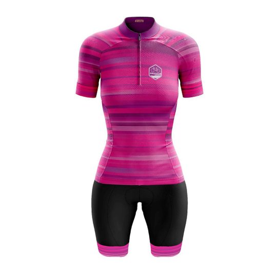 Conjunto Ciclismo Bermuda e Camisa Feminino Pro Tour Rosa Degrade Com Bolsos - Rosa Menor preço em Conjunto Ciclismo Bermuda e Camisa Feminino Pro Tour Rosa Degrade Com Bolsos - Rosa