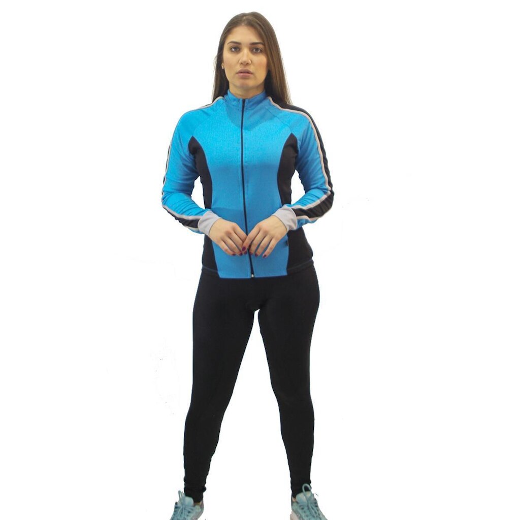 Conjunto Ciclismo Feminino DA Modas – Camiseta Manga Longa com Proteção UV + Calça Acolchoada