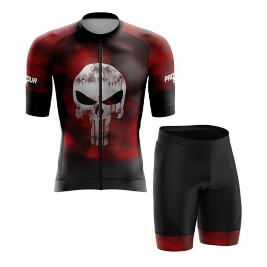 Conjunto ciclismo Masculino Smart Pro Tour Justiceiro forro em espuma - Vermelho Menor preço em Conjunto ciclismo Masculino Smart Pro Tour Justiceiro forro em espuma - Vermelho