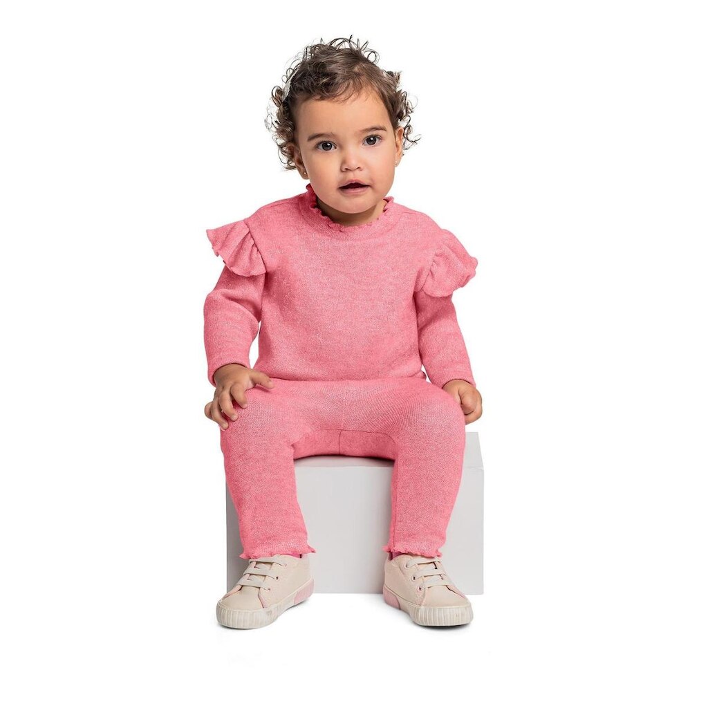Conjunto com Blusa e Legging em Malha Tricot para Bebê Menina Quimby