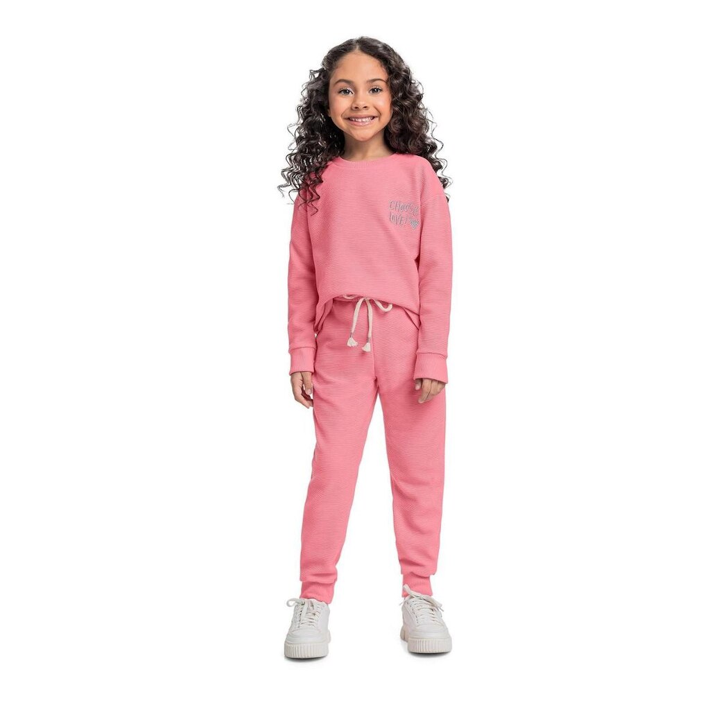 Conjunto com Blusão e Calça em Moletom Gorgurão para Menina Quimby