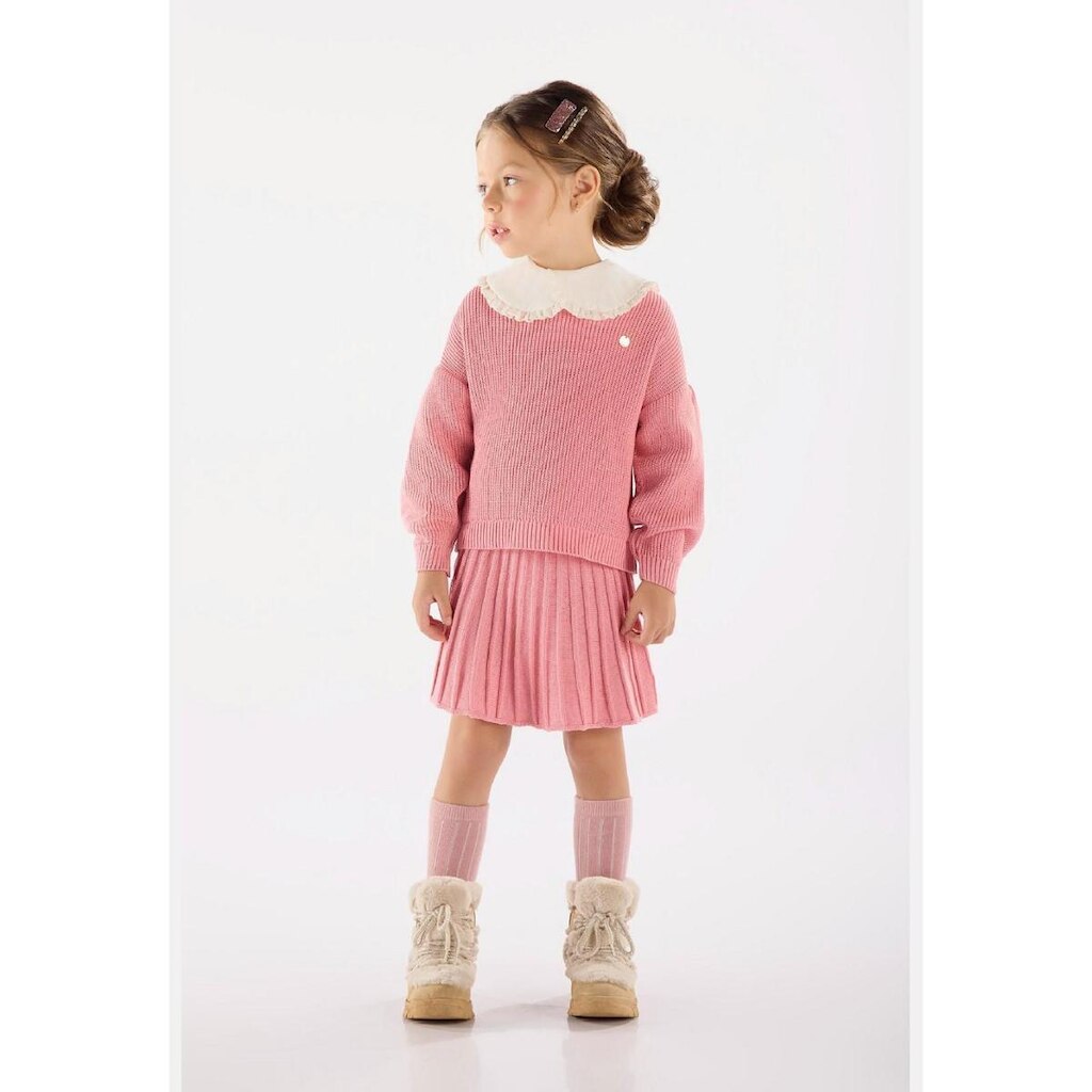 Conjunto com Blusão e Saia em Tricot para Menina Up Baby