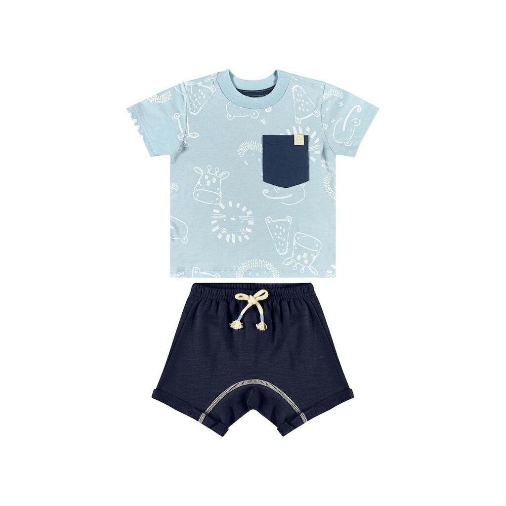 Conjunto com Camiseta e Short em Moletom para Bebê Menino Quimby