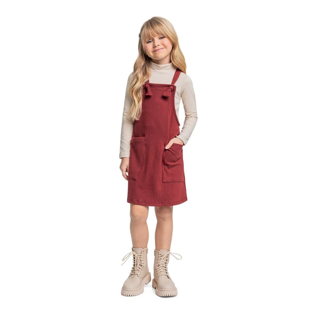 Conjunto com Cropped Manga Longa e Salopete para Menina Quimby