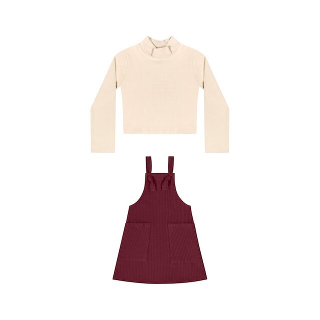 Conjunto com Cropped Manga Longa e Salopete para Menina Quimby
