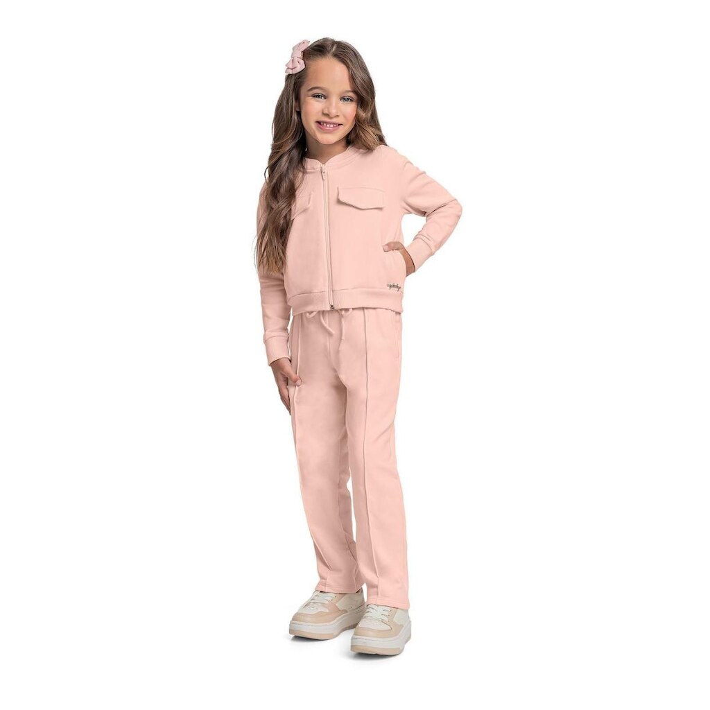 Conjunto com Jaqueta Cropped e Calça em Molecotton para Menina Quimby