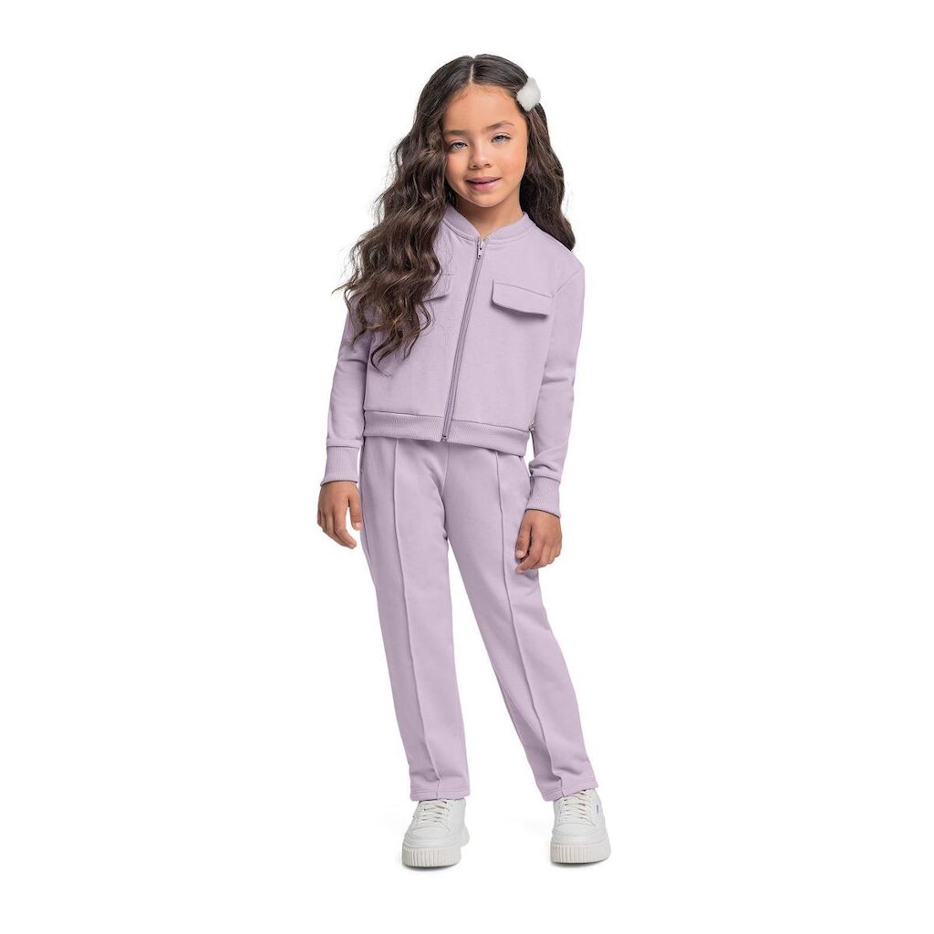 Conjunto com Jaqueta Cropped e Calça em Molecotton para Menina Quimby