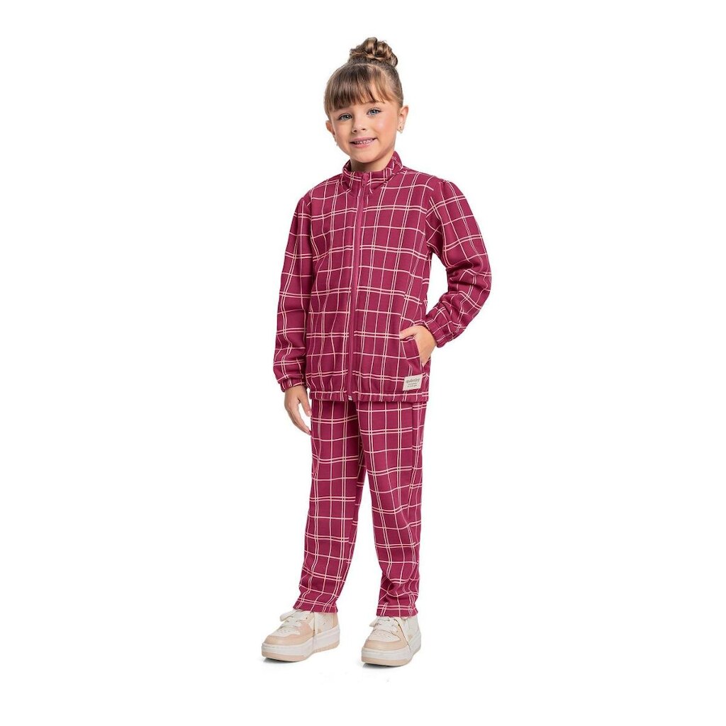 Conjunto com Jaqueta e Calça Xadrez para Menina Quimby