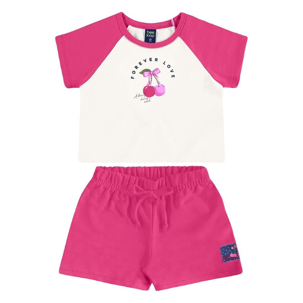Conjunto Cropped Cerejinha e Short Bee Loop