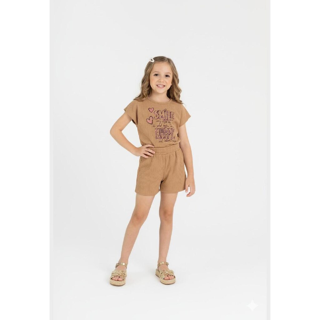 Conjunto Cropped e Short Infantil Guloseima