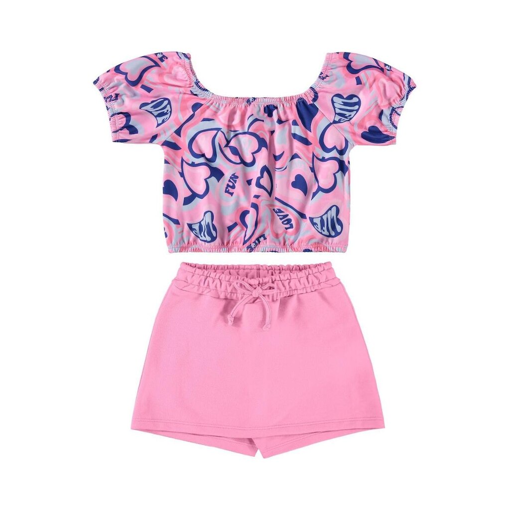 Conjunto Cropped e Short-Saia Infantil Guloseima