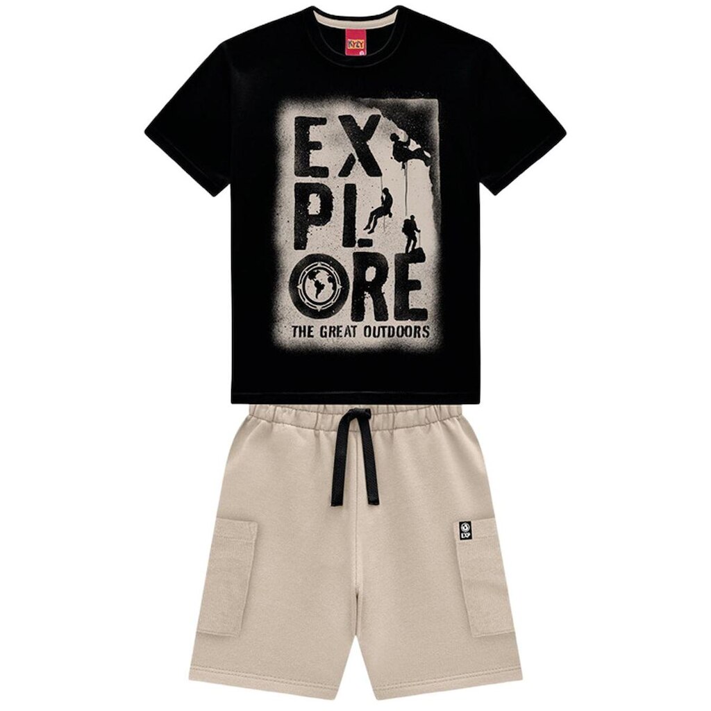Conjunto Curto Kyly 1001376 Juvenil Menino Estampado Algodão T. 10/14