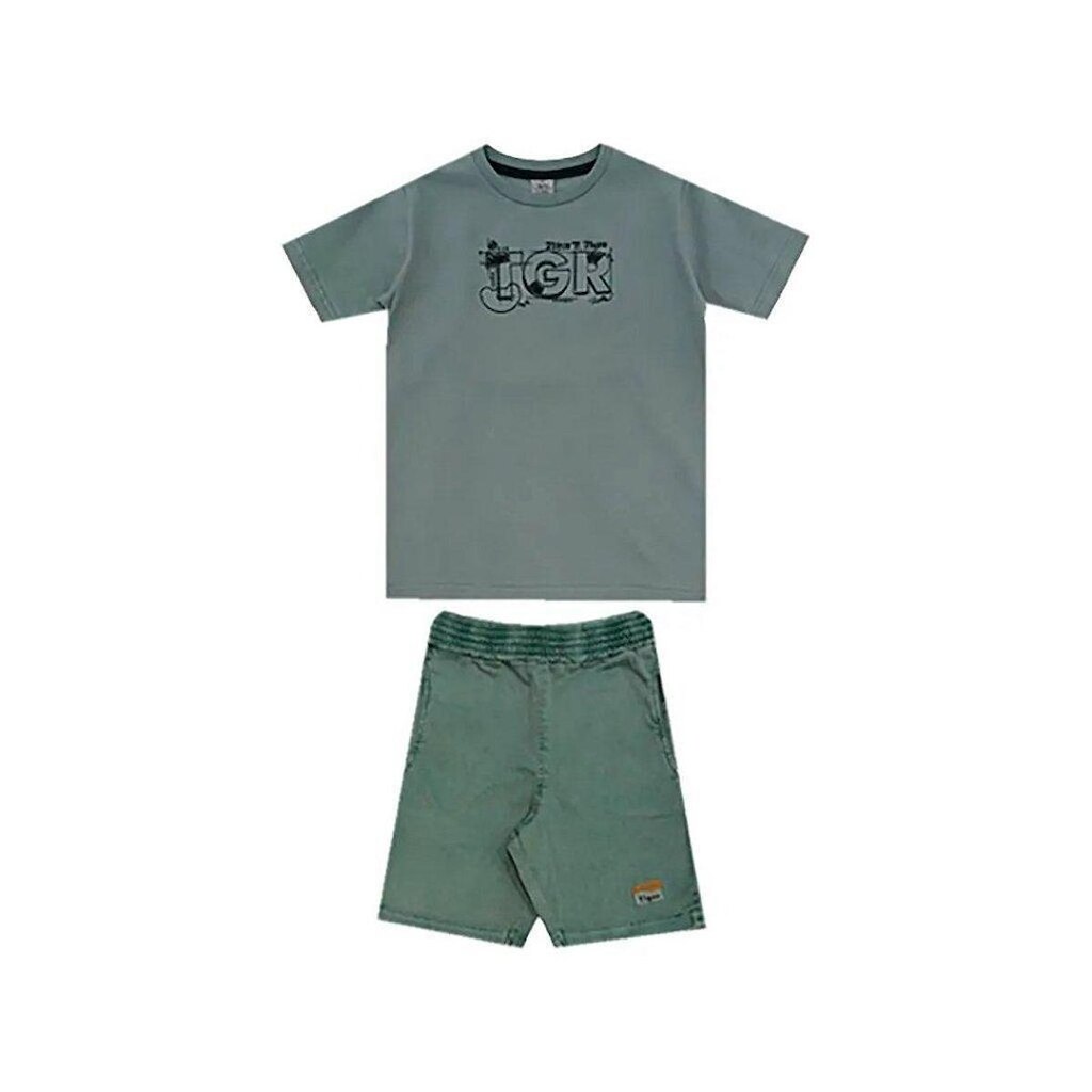 Conjunto Curto Tigor T Tigre Camiseta e Bermuda Sarja Verde