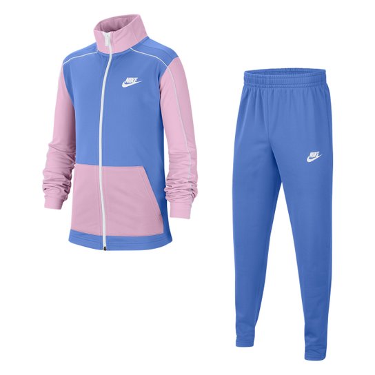 Conjunto De Agasalho Infantil Nike Sportswear Core Futura PLY TRK - Azul Royal e Rosa Menor preço em Conjunto De Agasalho Infantil Nike Sportswear Core Futura PLY TRK - Azul Royal e Rosa