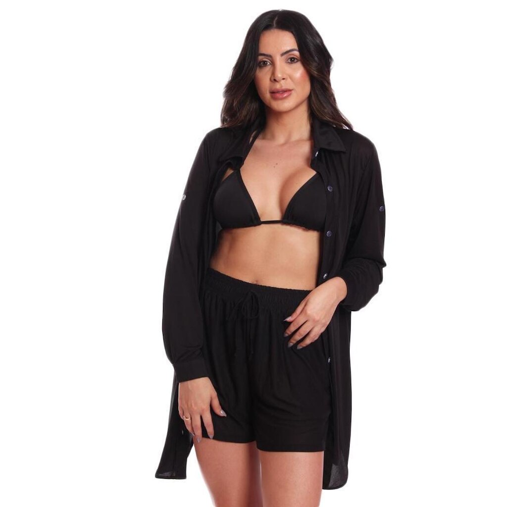 Conjunto de Biquini Bilunga + Chemise + Short Verão Praia
