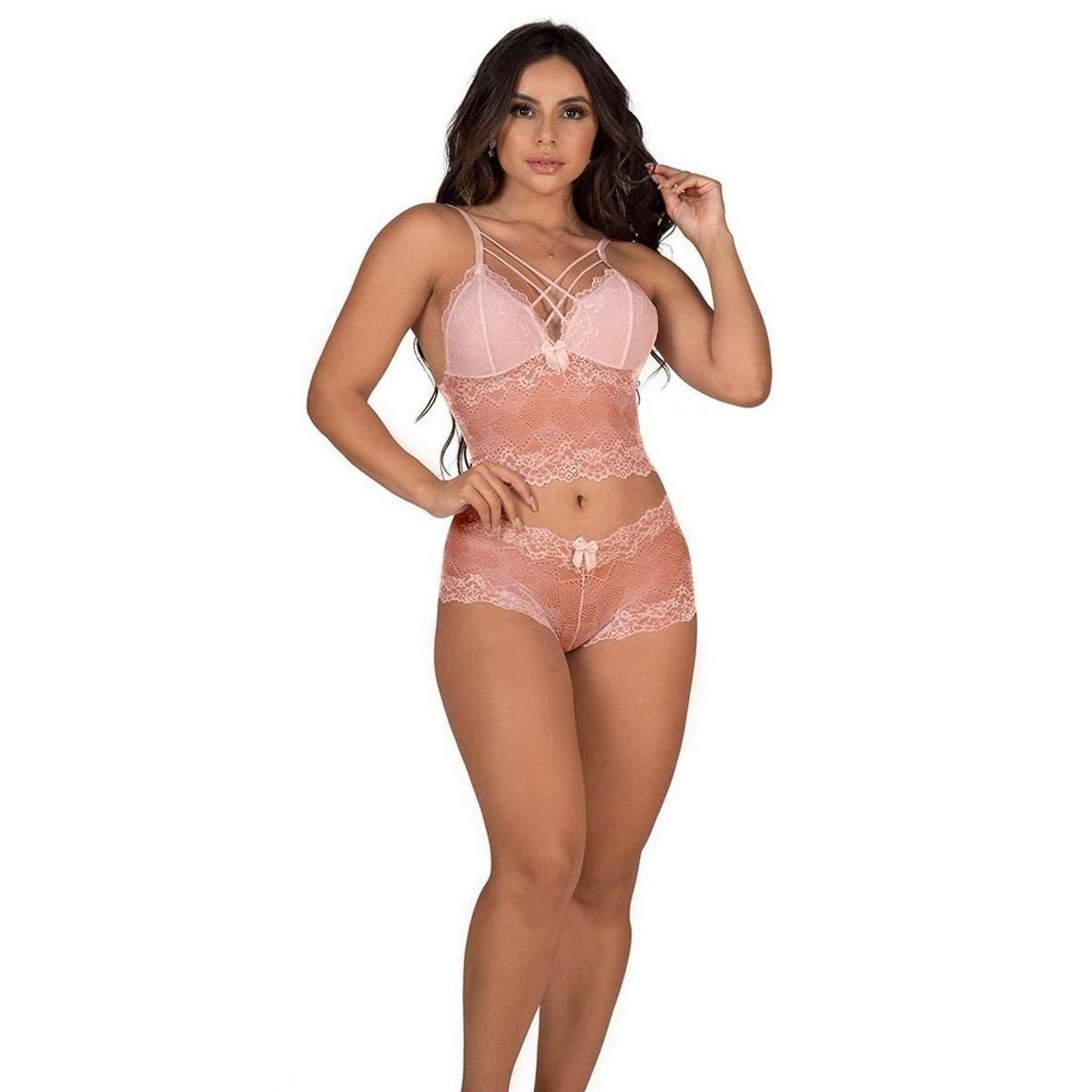 Conjunto de Calcinha e Sutiã em Renda Strappy Sem Bojo Diário Íntimo Menor preço em Conjunto de Calcinha e Sutiã em Renda Strappy Sem Bojo Diário Íntimo