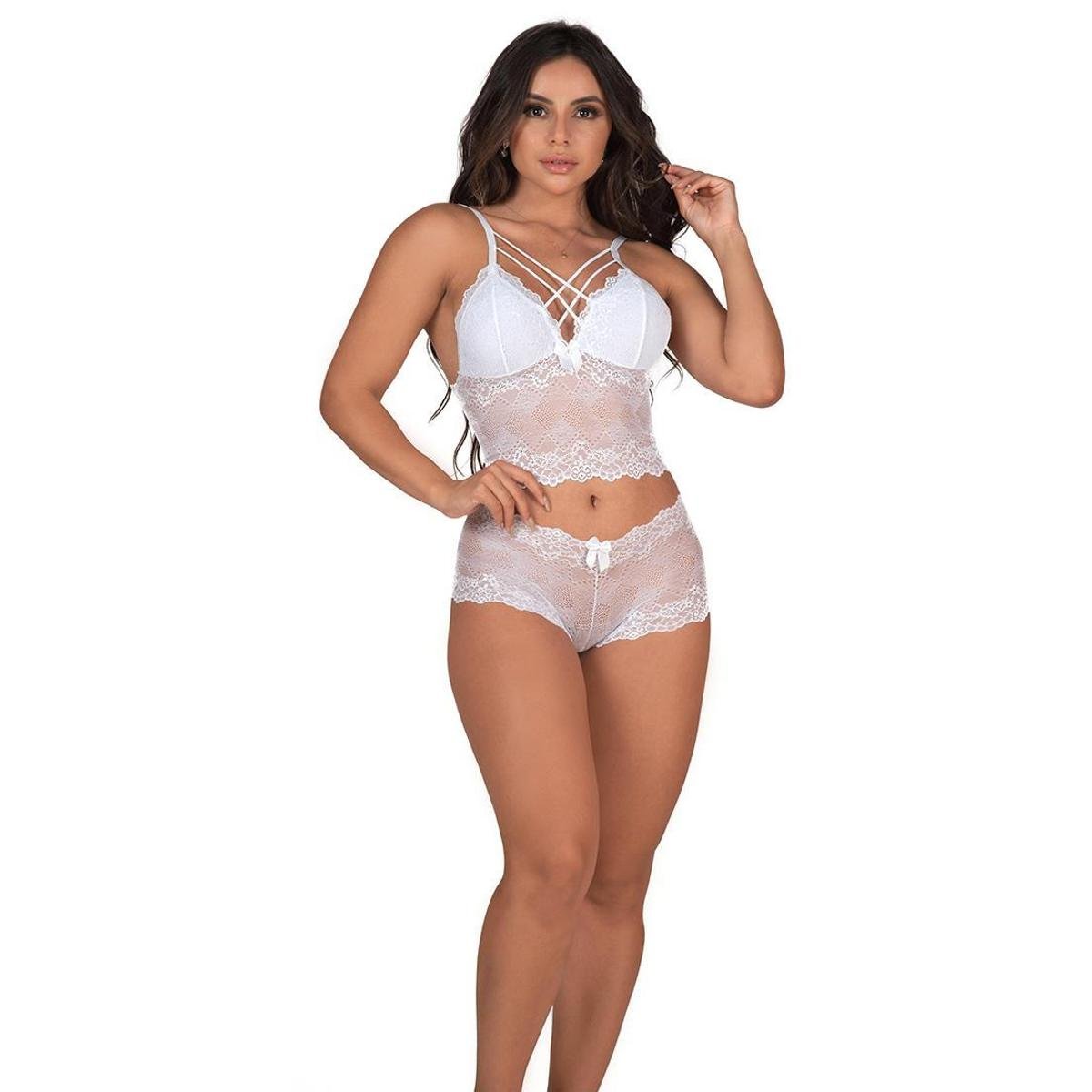 Conjunto de Calcinha e Sutiã em Renda Strappy Sem Bojo Diário Íntimo Menor preço em Conjunto de Calcinha e Sutiã em Renda Strappy Sem Bojo Diário Íntimo