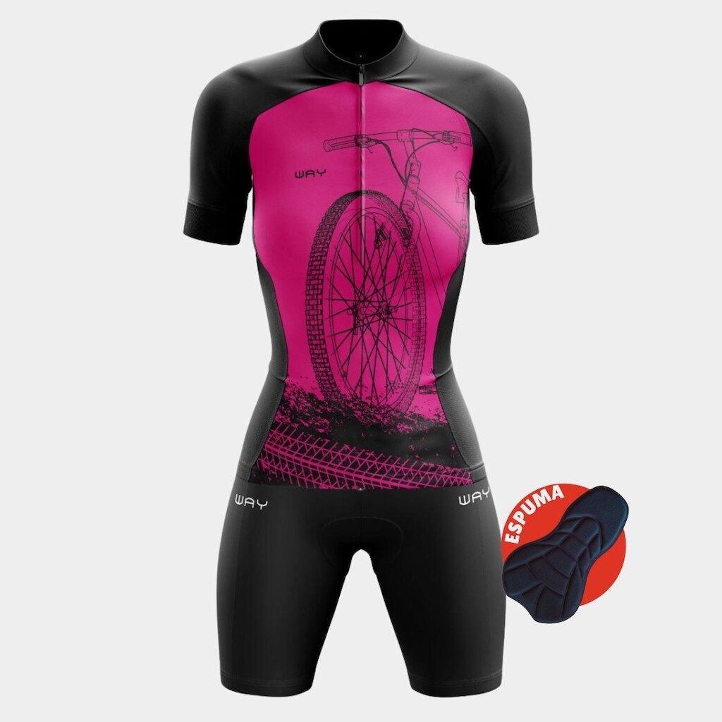 Conjunto de Ciclismo Feminino Camisa e Bermuda Acolchoada Slim Mountain Bike