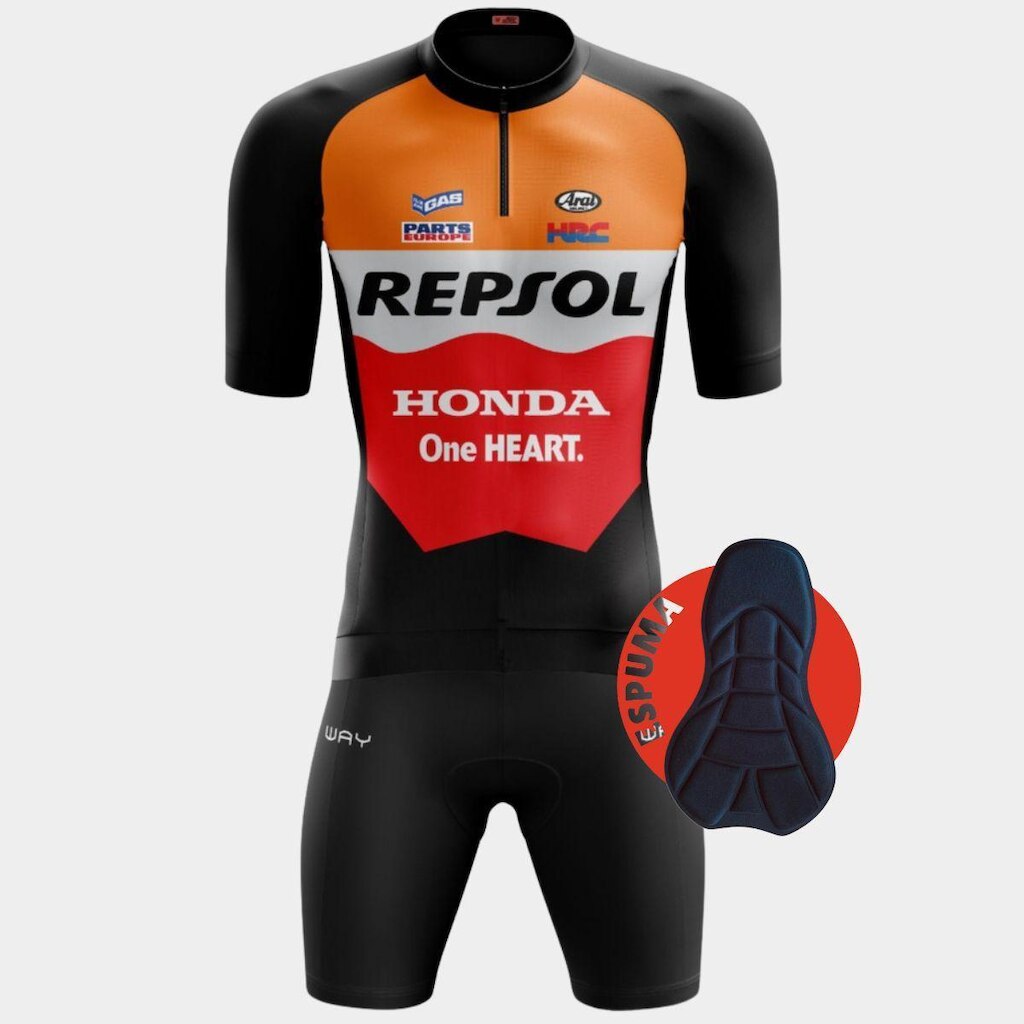 Conjunto de Ciclismo Masculino Camel Camisa e Bermuda Espuma PRO Pedal - M