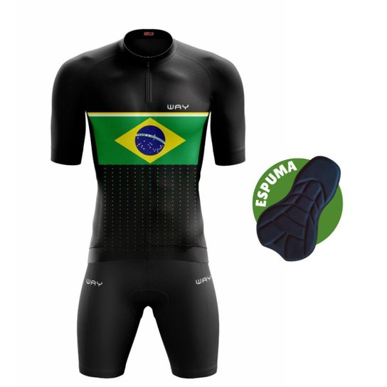 Conjunto de Ciclismo Masculino Camisa Brasil Tintas e Bermuda Espuma PRO Pedal - P - Amarelo+Verde Menor preço em Conjunto de Ciclismo Masculino Camisa Brasil Tintas e Bermuda Espuma PRO Pedal - P - Amarelo+Verde