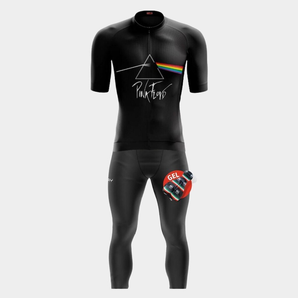 Conjunto de Ciclismo Masculino Camisa Manga Curta e Calça de Forro Gel Proteção Uv