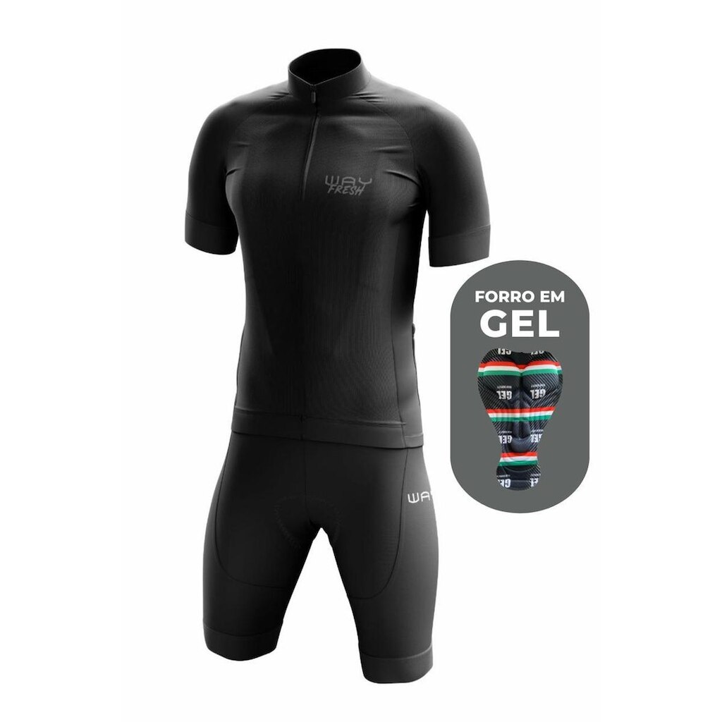 Conjunto de Ciclismo Masculino Profissional Camisa+Bermuda com Forro em Gel Pro