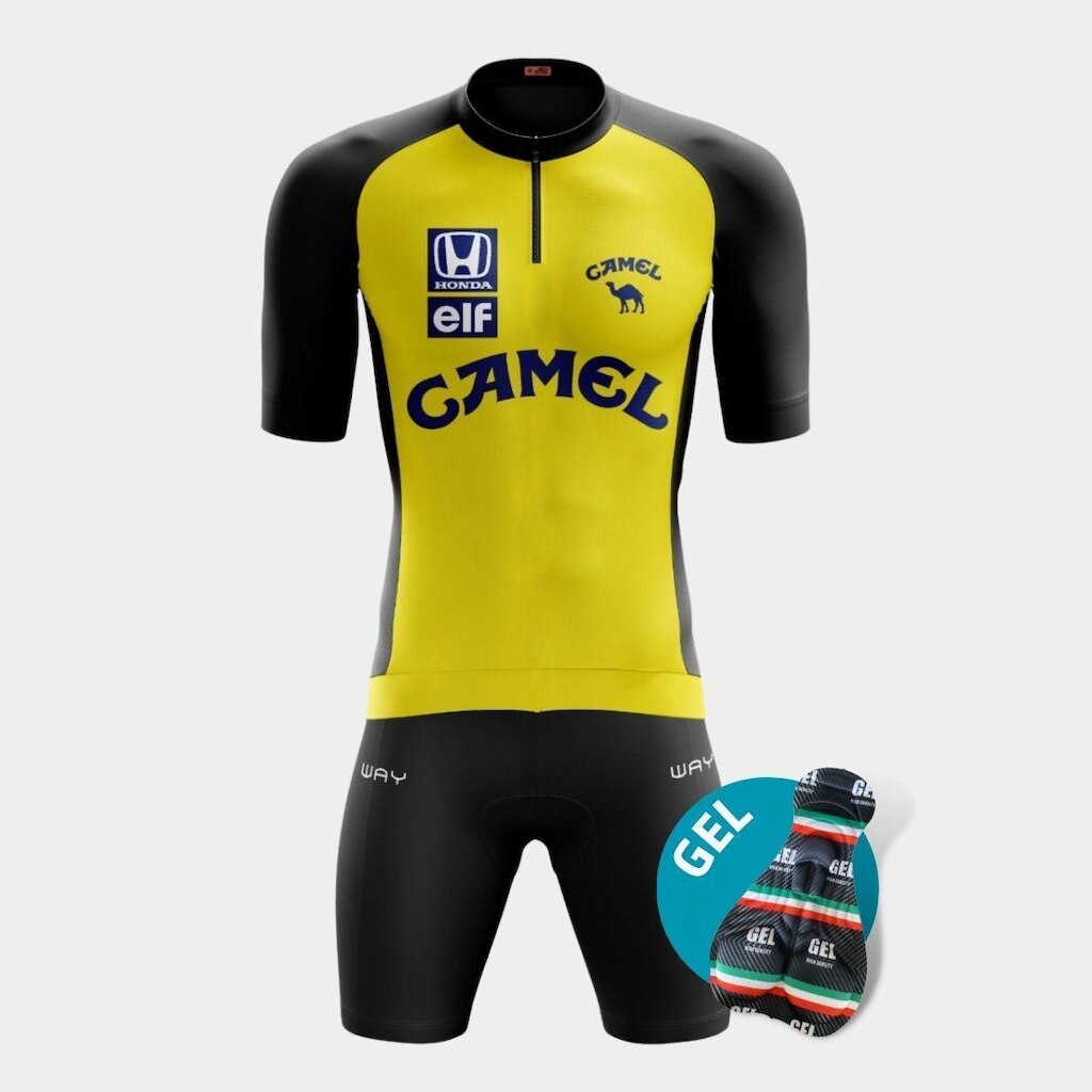 Conjunto de Ciclismo Masculino Profissional Camisa+Bermuda Forro em Gel Confortável