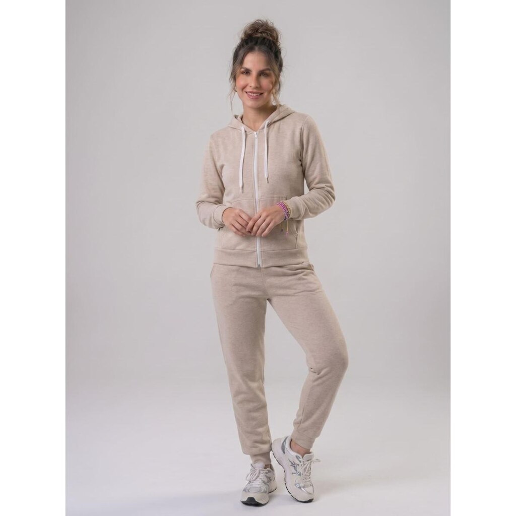 Conjunto de Frio Agasalho de Moletom Com Bolsos e Zipper