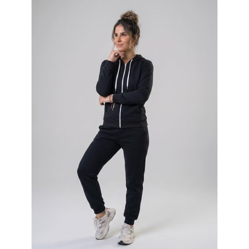Conjunto de Frio Agasalho de Moletom Com Bolsos e Zipper