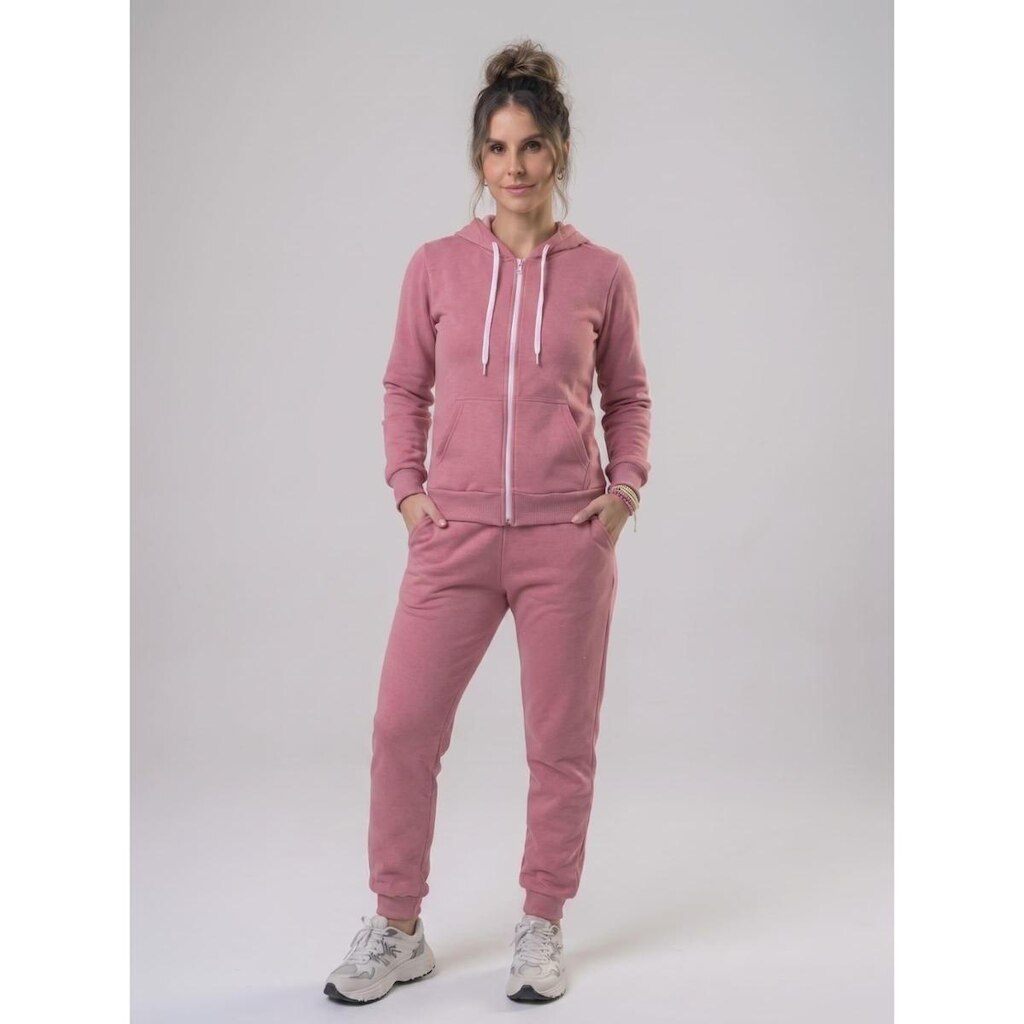 Conjunto de Frio Agasalho de Moletom Com Bolsos e Zipper