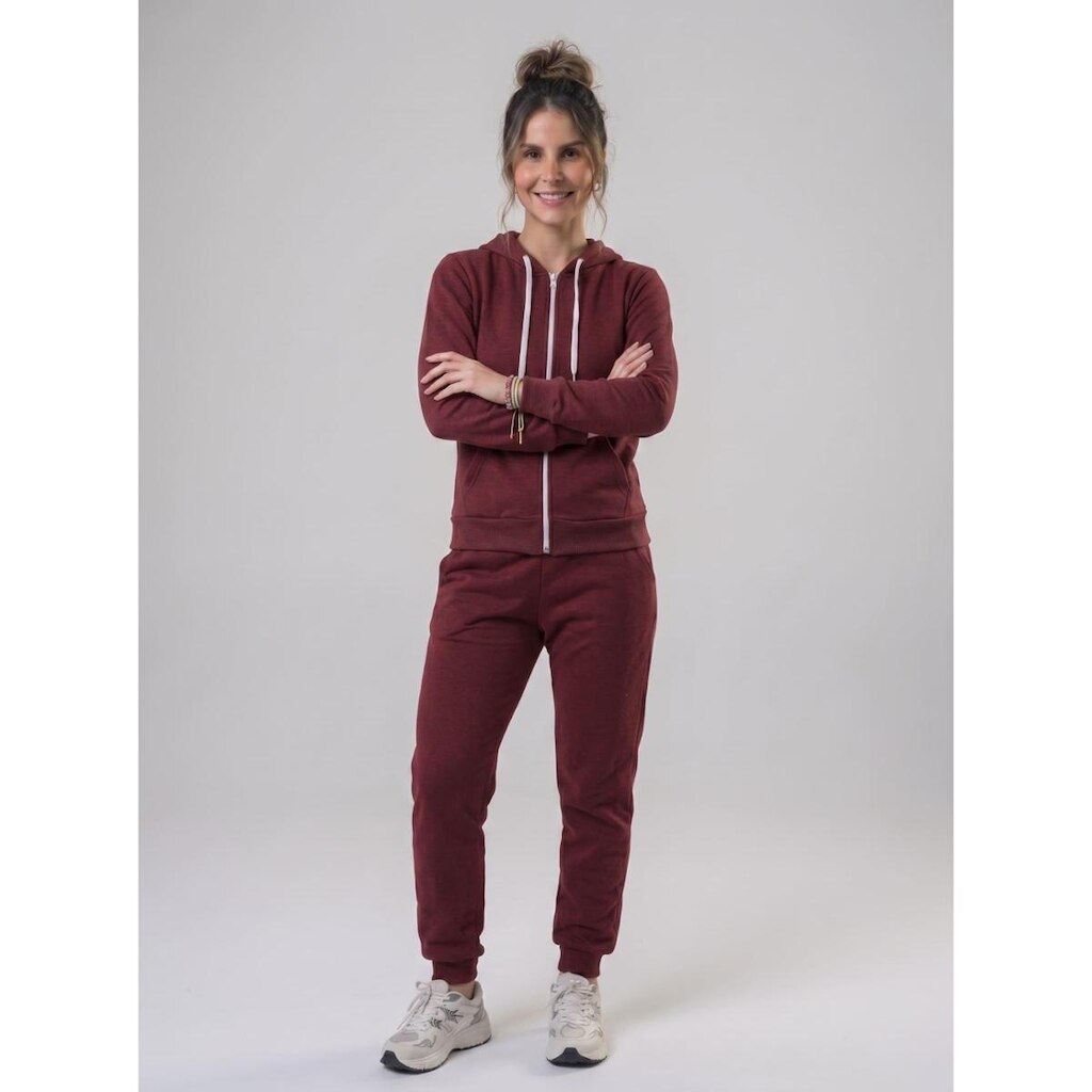 Conjunto de Frio Agasalho de Moletom Com Bolsos e Zipper