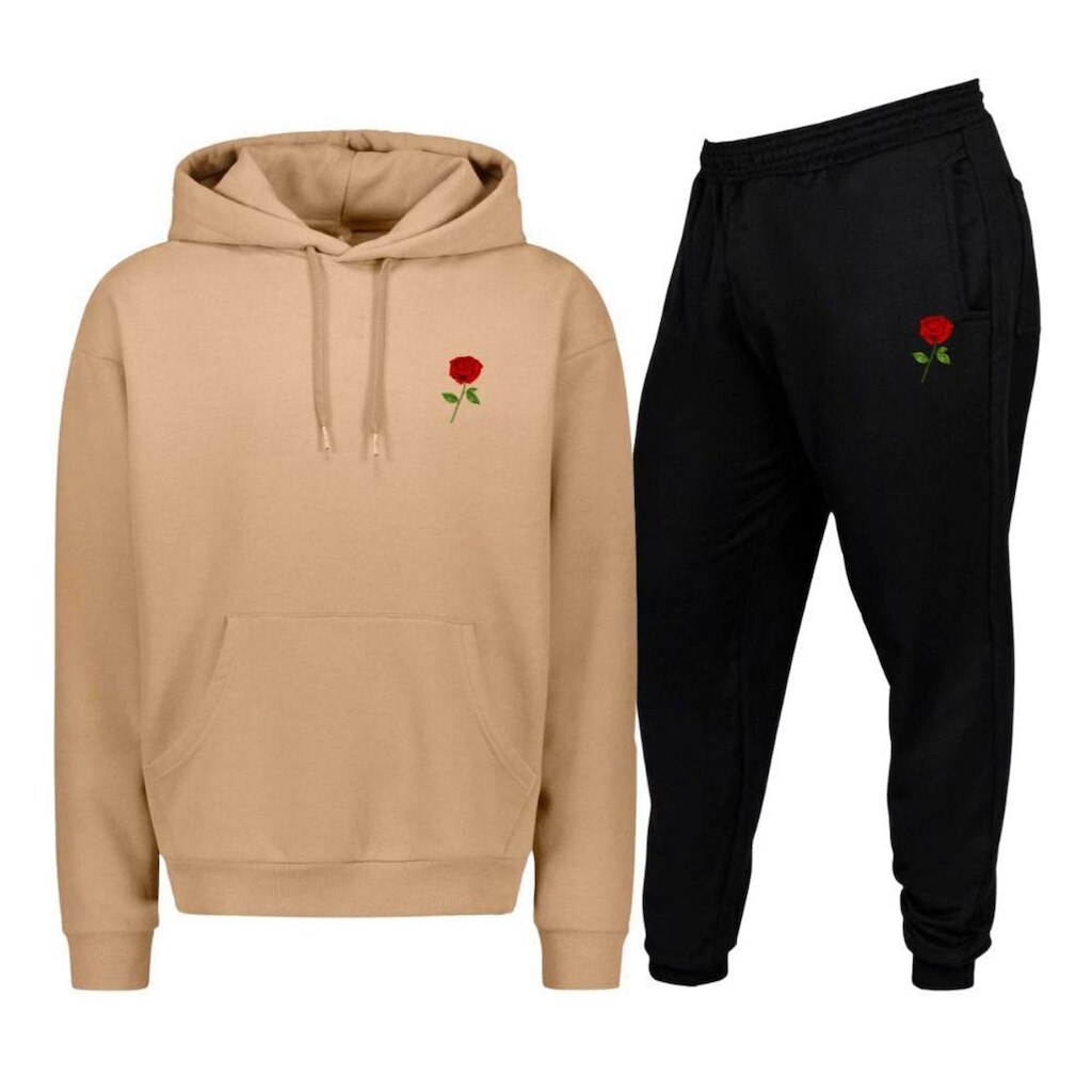 Conjunto De Frio Masculino Calça De Moletom e Blusa Canguru Com Capuz Inverno