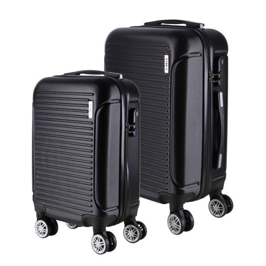 Conjunto de Malas de Viagem em ABS Yins 21072 Rodas Duplas e Cadeado Integrado 2Pcs - Preto Menor preço em Conjunto de Malas de Viagem em ABS Yins 21072 Rodas Duplas e Cadeado Integrado 2Pcs - Preto
