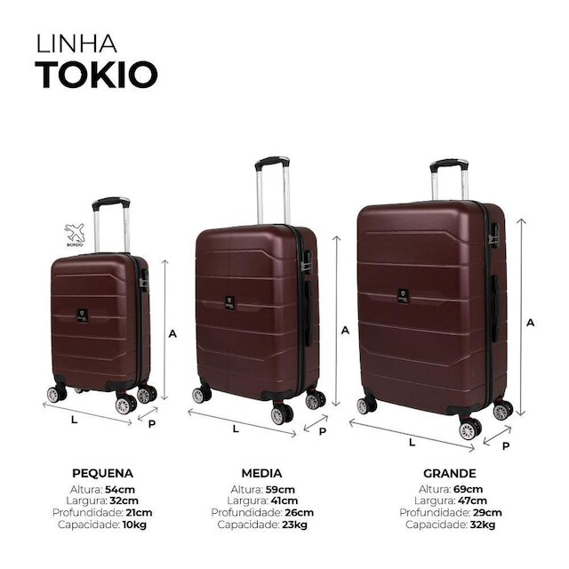 Conjunto de malas de viagem PMG Tokio Swiss Move Vinho