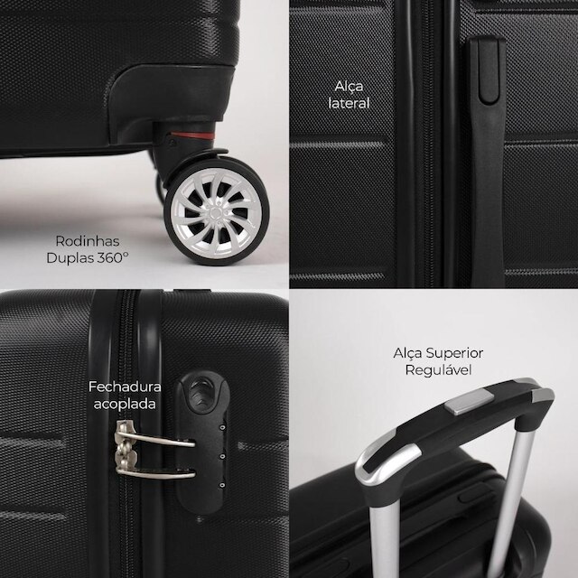 Conjunto de malas de viagem PMG Tóquio Swiss Move Preta