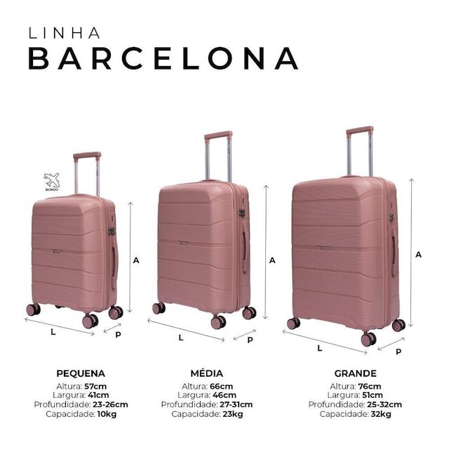 Conjunto de malas de viagem polipropileno Barcelona Swiss Move Rose