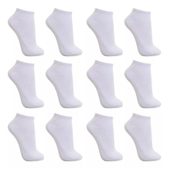 Conjunto de Meias Brancas Cano Baixo 6 Pares - Branco Menor preço em Conjunto de Meias Brancas Cano Baixo 6 Pares - Branco