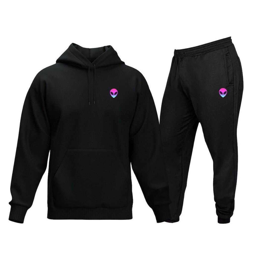 Conjunto de Moletom Blusa + Calça Masculino Alien, Estilo Casual Confortável
