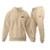 Conjunto de Moletom Blusa + Calça Masculino Estampado Estilo Casual Esportes Frio - Bege