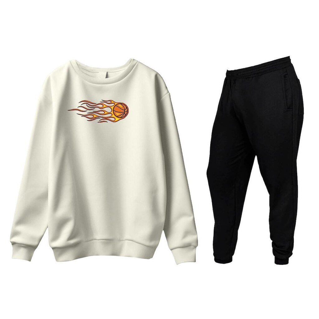 Conjunto de Moletom Blusa Sem Capuz e Calça Jogger Estampas