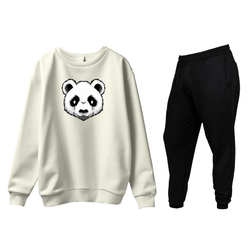 Conjunto de Moletom Blusa Sem Capuz e Calça Jogger Estampas