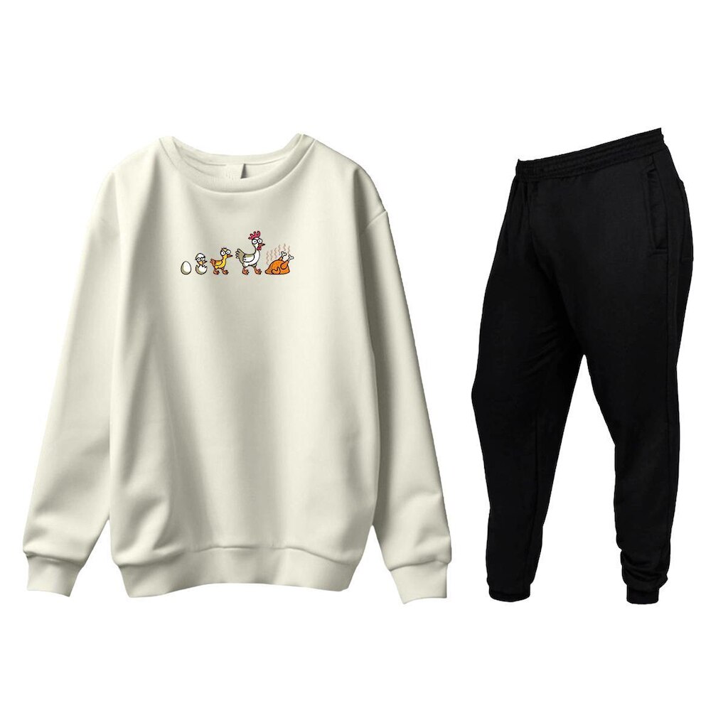 Conjunto de Moletom Blusa Sem Capuz e Calça Jogger Estampas
