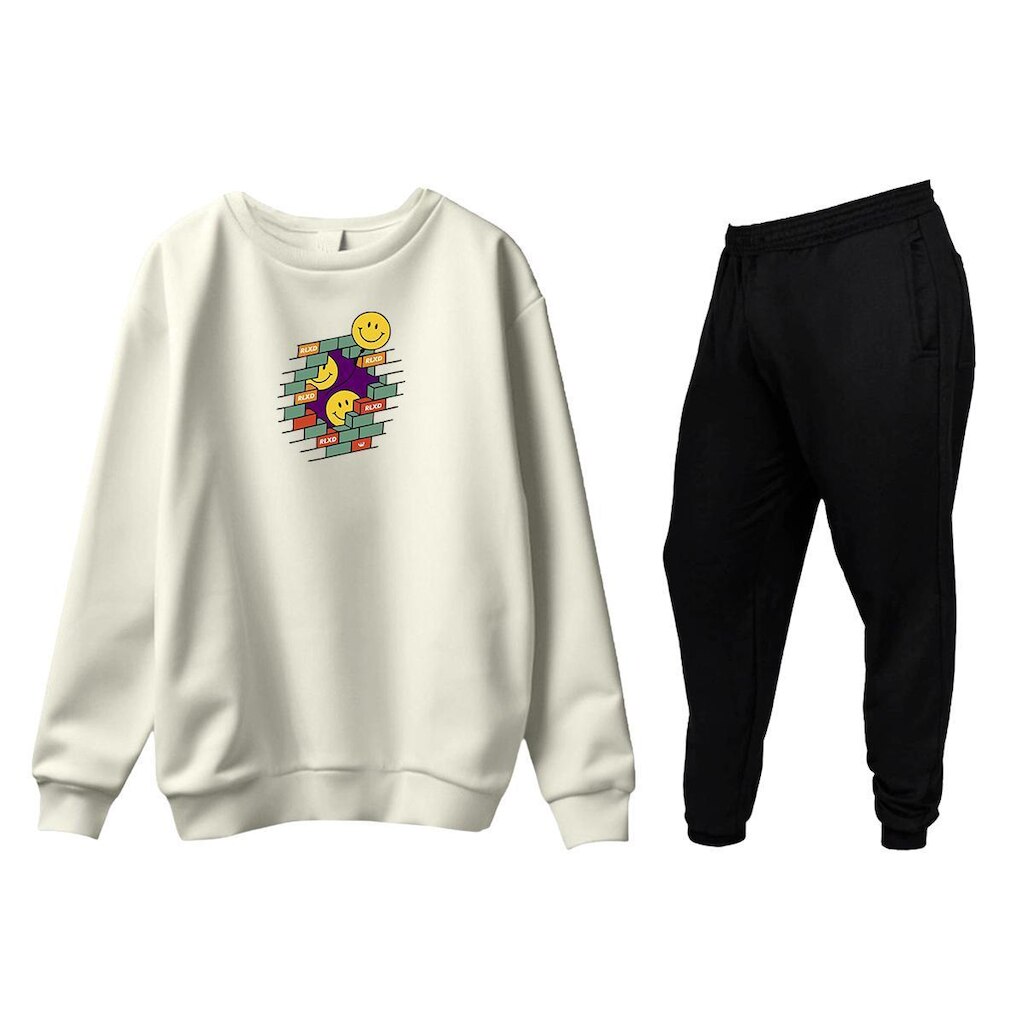 Conjunto de Moletom Blusa Sem Capuz e Calça Jogger Relaxado