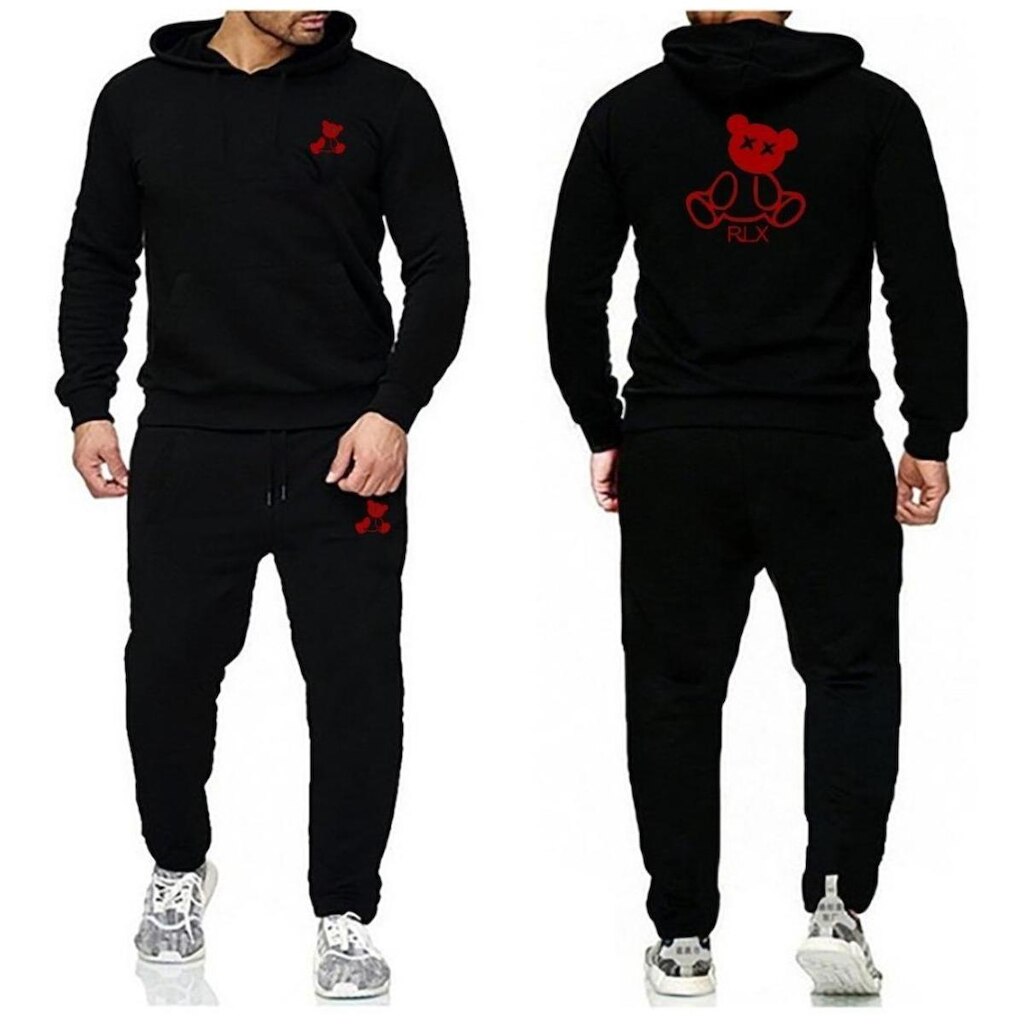Conjunto de Moletom Calça e Blusa Relaxado Canguru Fechado Ted Masculino
