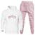 Conjunto de Moletom Canguru Flanelado Com Calça Confortavel Estampa Brooklyn New York Dias Frios - Branco+Rosa