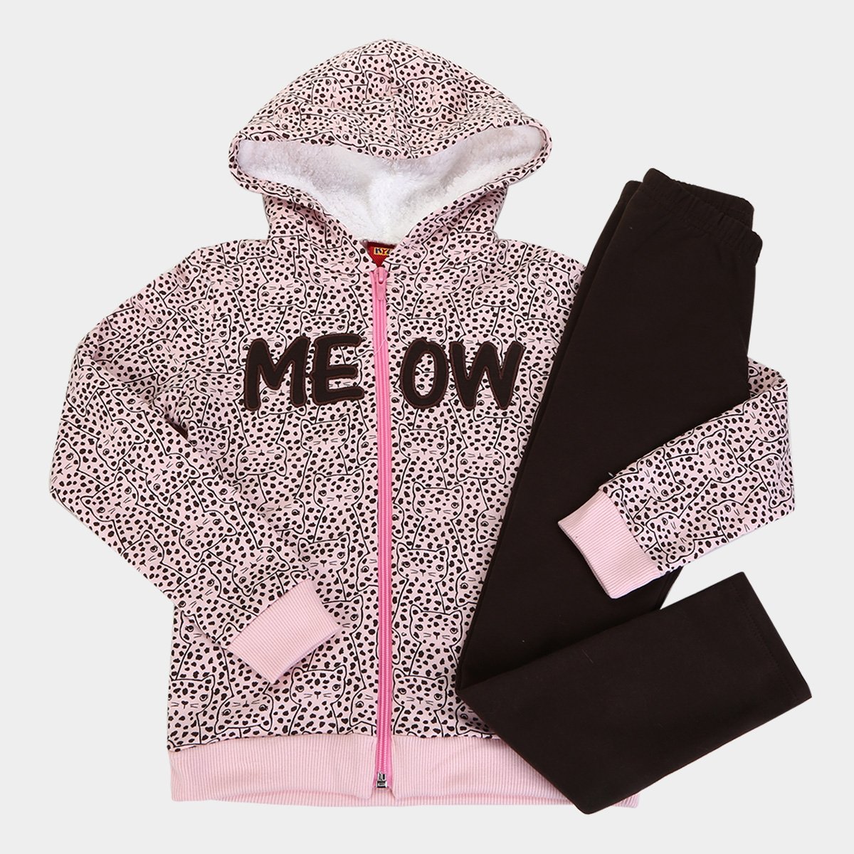 Conjunto Moletom Infantil 4 Por 100 Conjunto de Moletom Infantil Kyly Animal Print Onça Feminino | Netshoes
